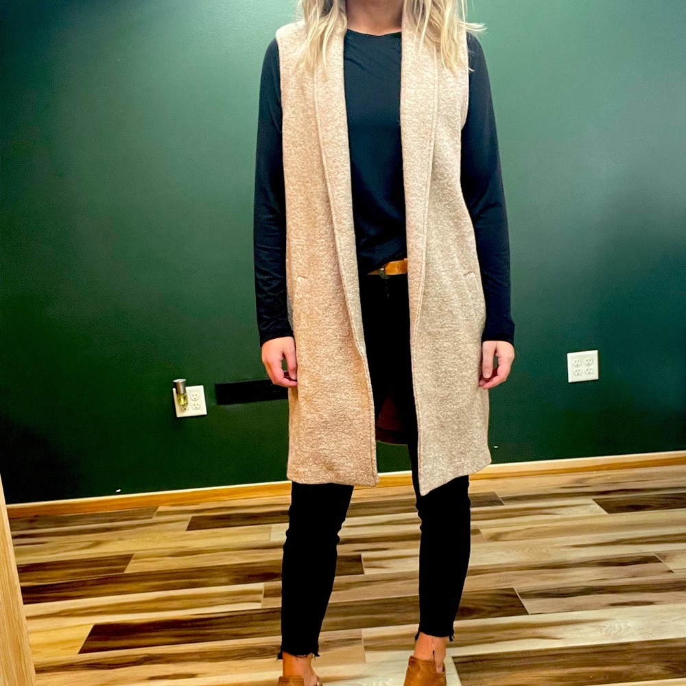 Long tan vest